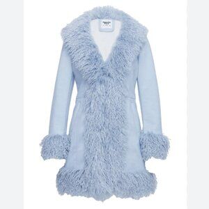 Princess Polly Josefina faux fur detail jacket blue Size 0 NWT